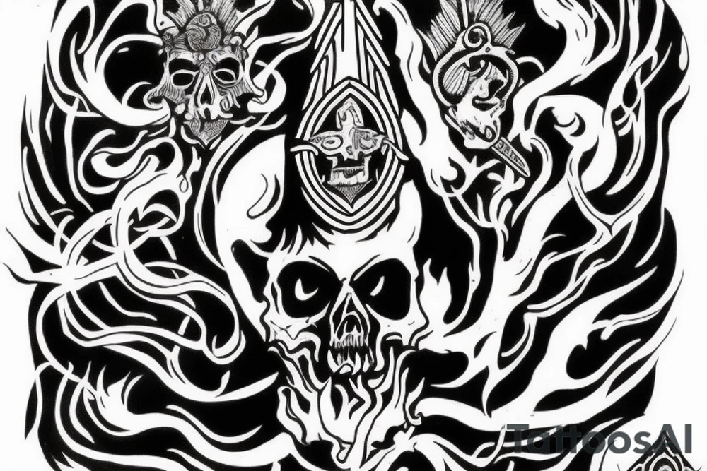 The god of death holding an ace of spades tattoo idea
