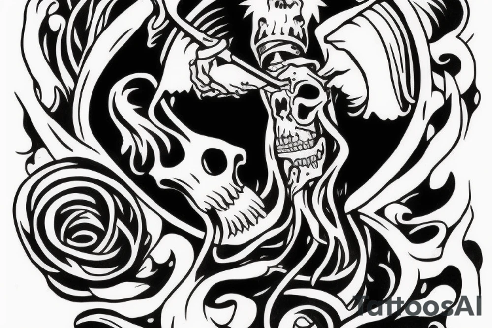 The god of death holding an ace of spades tattoo idea
