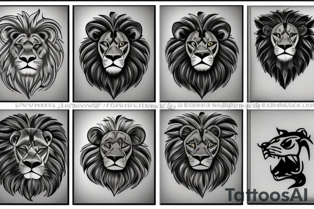 Male lion and 2 cubs father and sons tribute tattoo idea