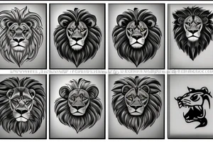 Male lion and 2 cubs father and sons tribute tattoo idea