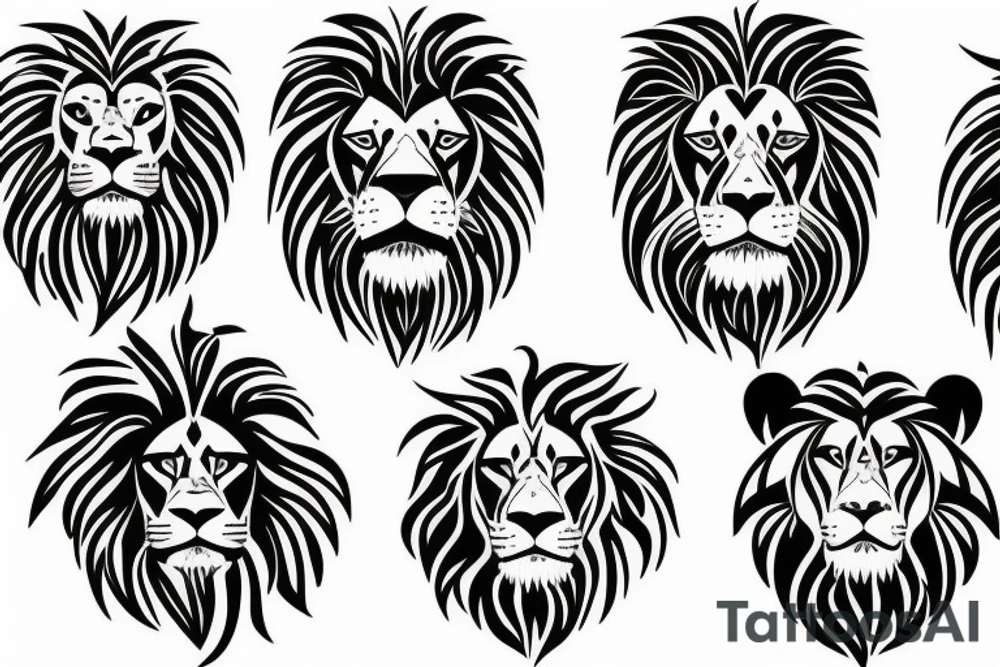 Male lion and 2 cubs father and sons tribute tattoo idea