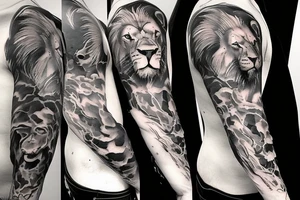 Male lion and 2 cubs father and sons tribute tattoo idea