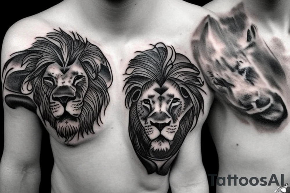 Male lion and 2 cubs tattoo idea