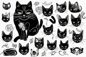 Black cat side profile tattoo idea