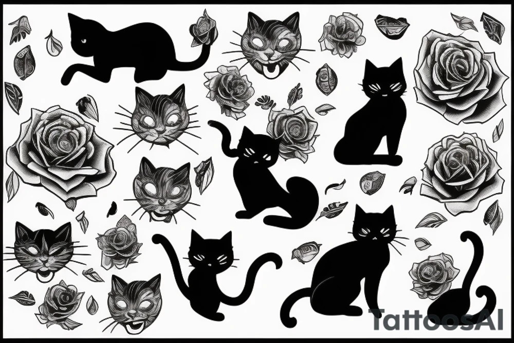 Black cat side profile tattoo idea
