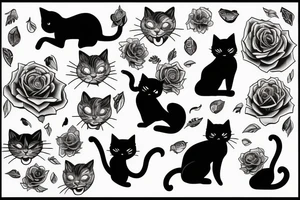 Black cat side profile tattoo idea