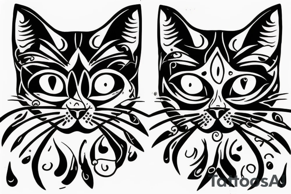 Cat twin cat mirror image tattoo idea