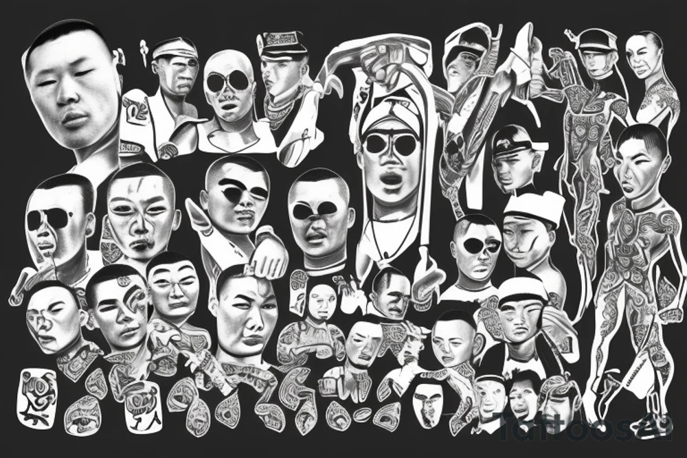 mongolian soldiers , chicago gang, money, weed and love tattoo idea
