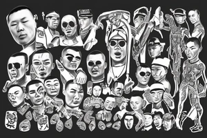 mongolian soldiers , chicago gang, money, weed and love tattoo idea