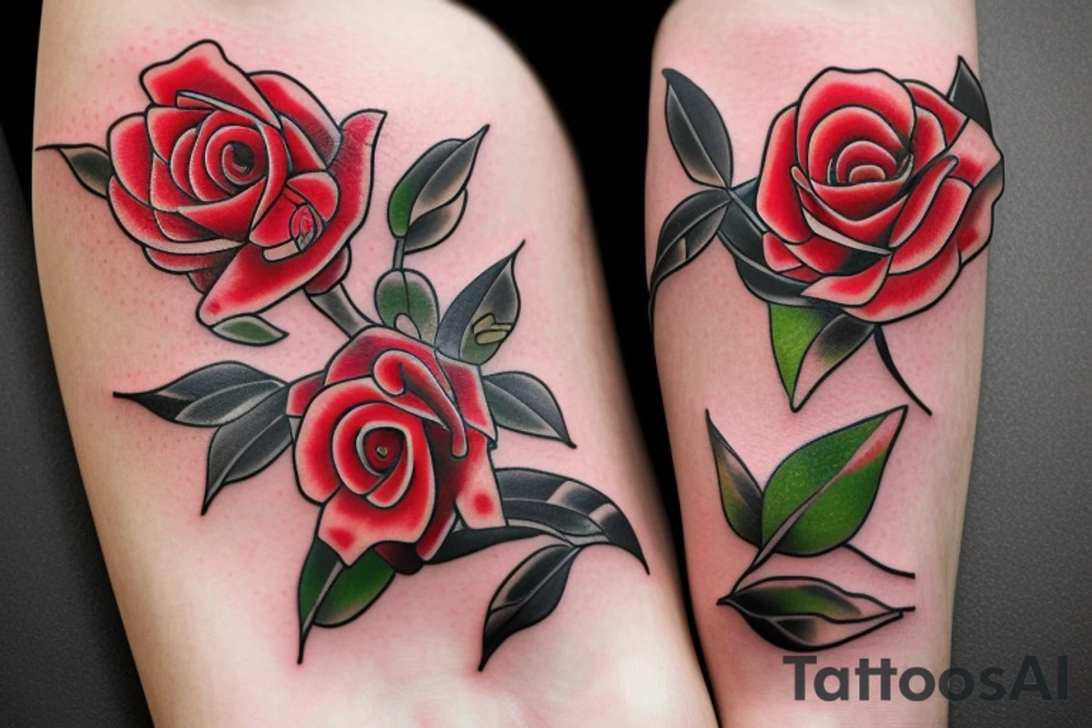 Fire roses tattoo idea