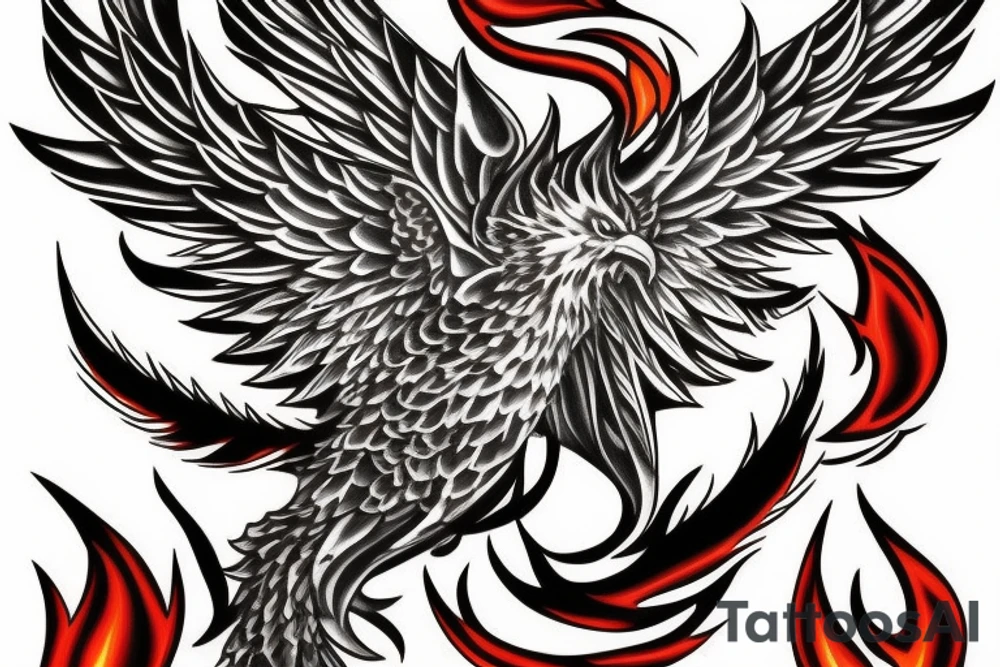Phoenix rising from fire tattoo idea