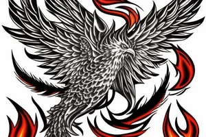 Phoenix rising from fire tattoo idea
