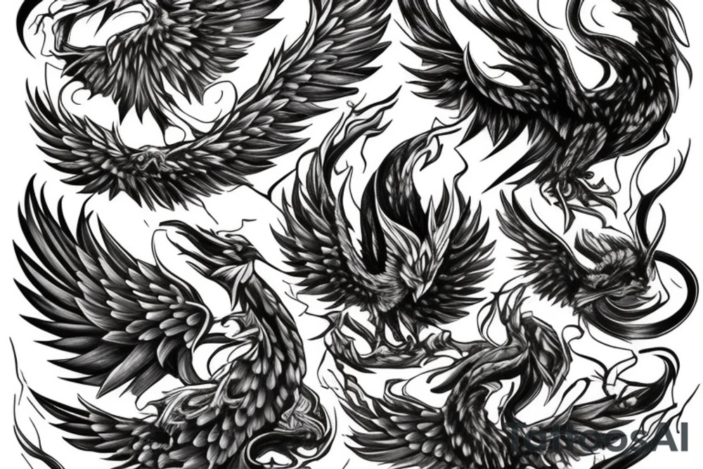 Phoenix rising from fire tattoo idea