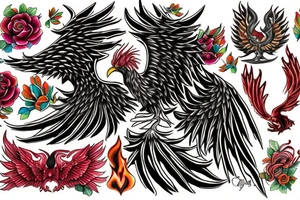 Phoenix rising from fire tattoo idea