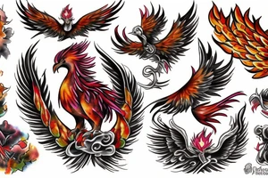 Phoenix rising from fire tattoo idea