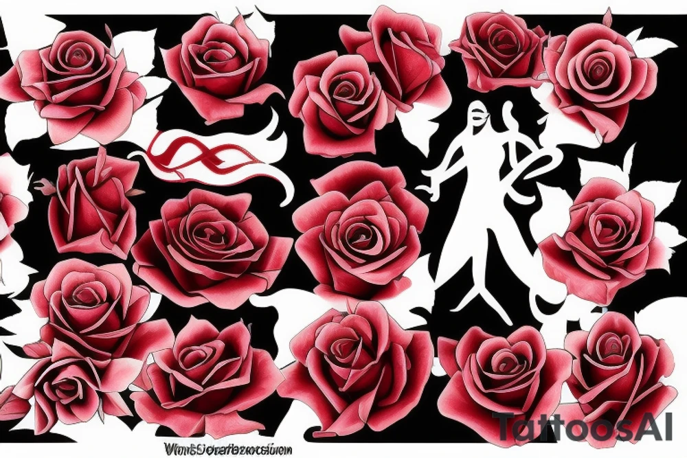 Phoenix roses fire black roses to red tattoo idea