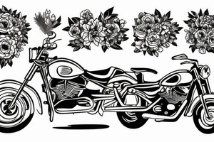 Motorbike with flower basket tattoo idea