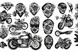 Motorbike with flower basket tattoo idea