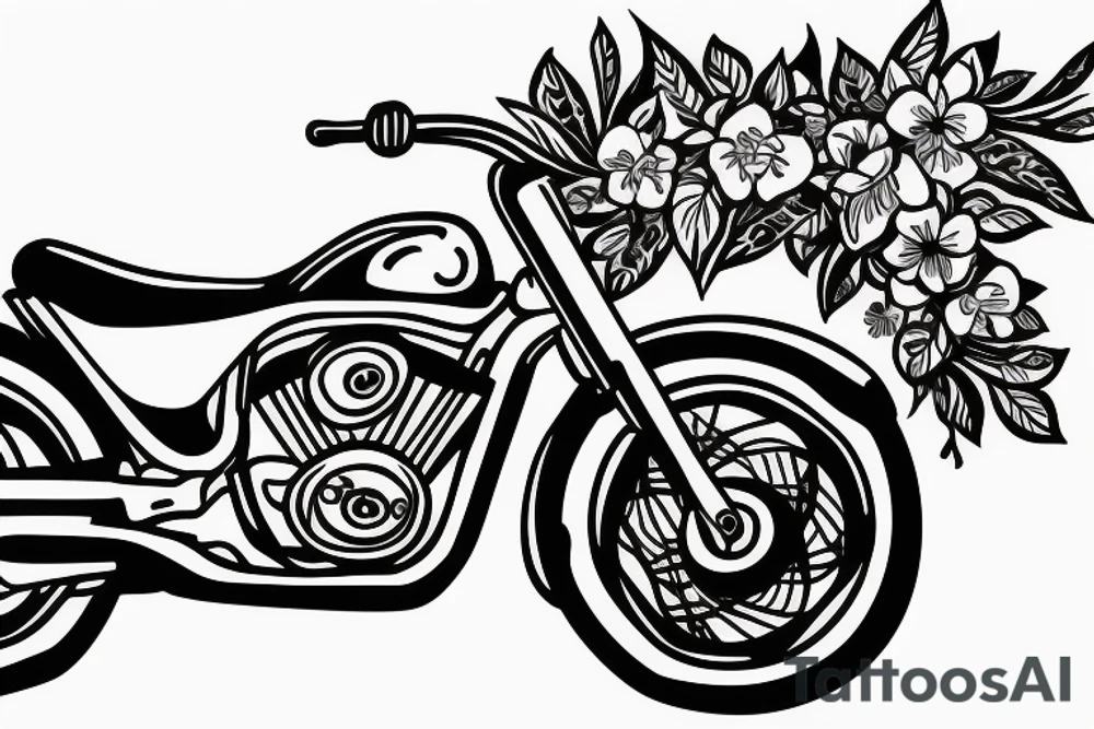 Motorbike with flower basket on front tattoo idea
