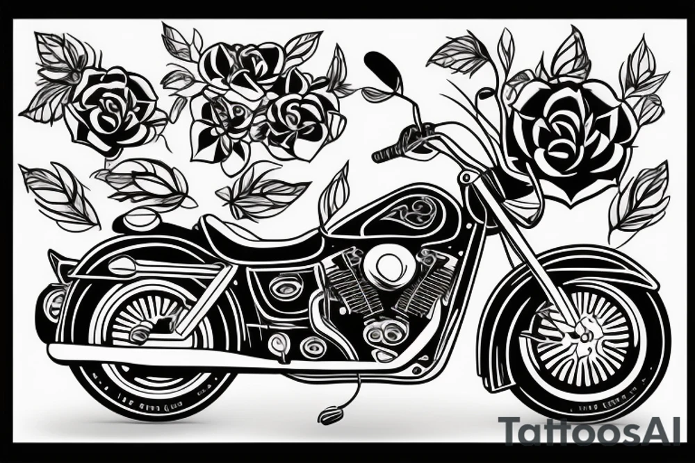 Motorbike with flower basket on front tattoo idea