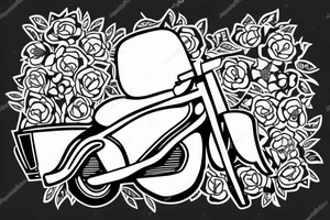 Motorbike with flower basket on front tattoo idea