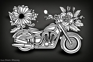 Motorbike with flower basket on front tattoo idea