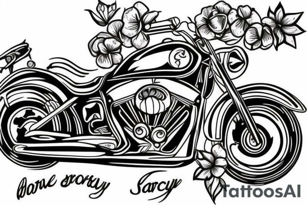 Motorbike with flower basket on front tattoo idea