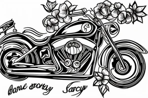 Motorbike with flower basket on front tattoo idea
