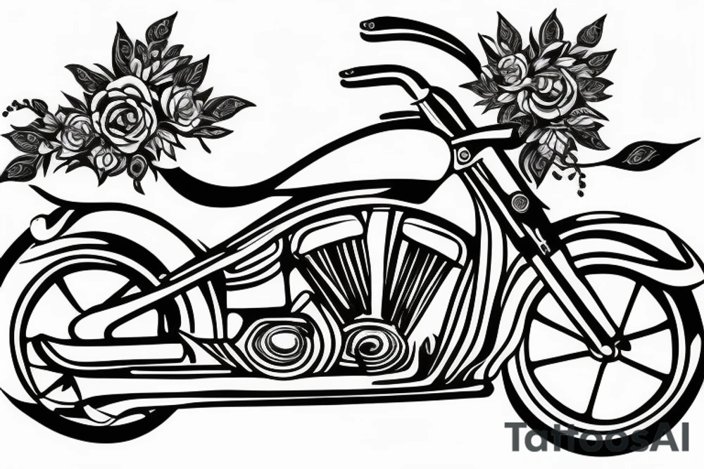 Motorbike with flower basket on front tattoo idea