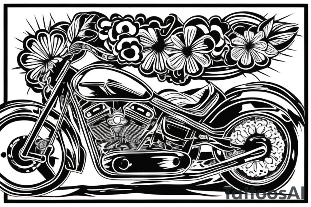 Motorbike with flower basket on front tattoo idea