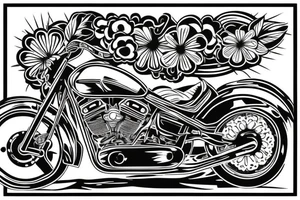 Motorbike with flower basket on front tattoo idea
