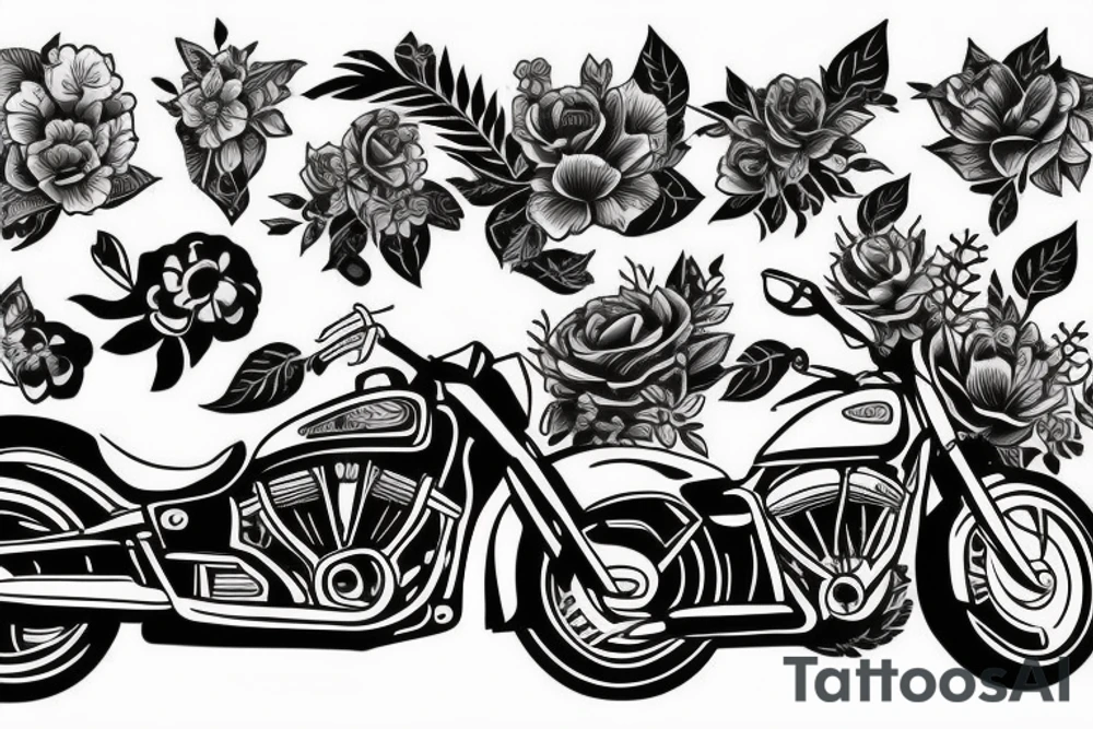 Motorbike with flower basket on front tattoo idea