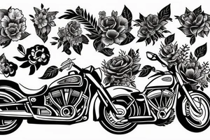 Motorbike with flower basket on front tattoo idea