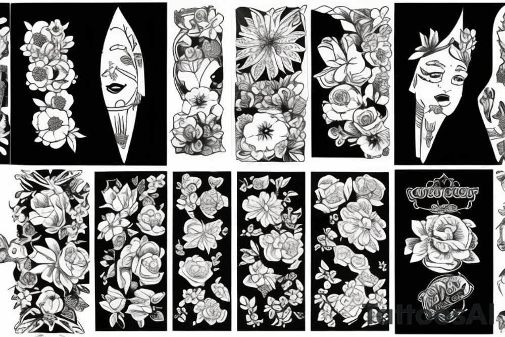 Flower collage tattoo idea