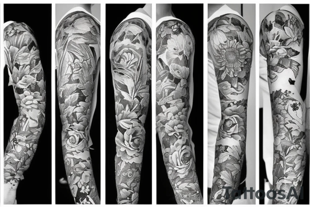 Flower collage tattoo idea