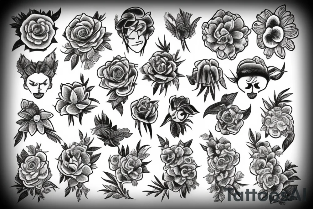 Old school trad flowers tattoo idea