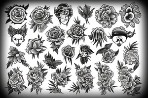 Old school trad flowers tattoo idea