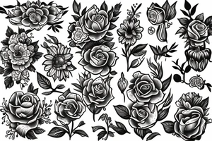 Old school trad flowers tattoo idea