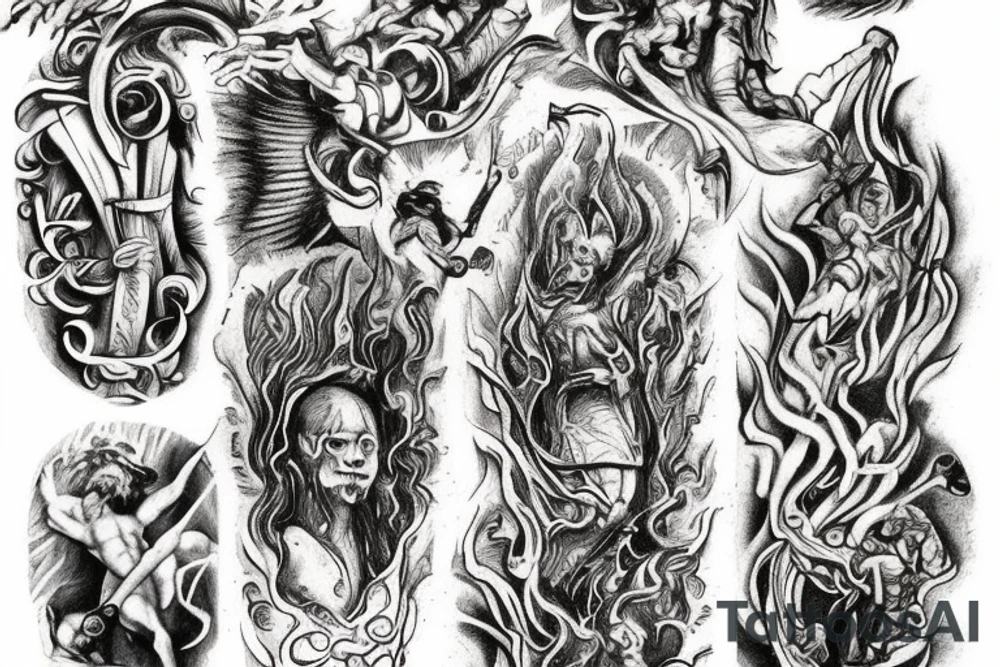 I want the 7 layers of hell from the poem " Dantes Inferno" in spiral going down my leg. tattoo idea
