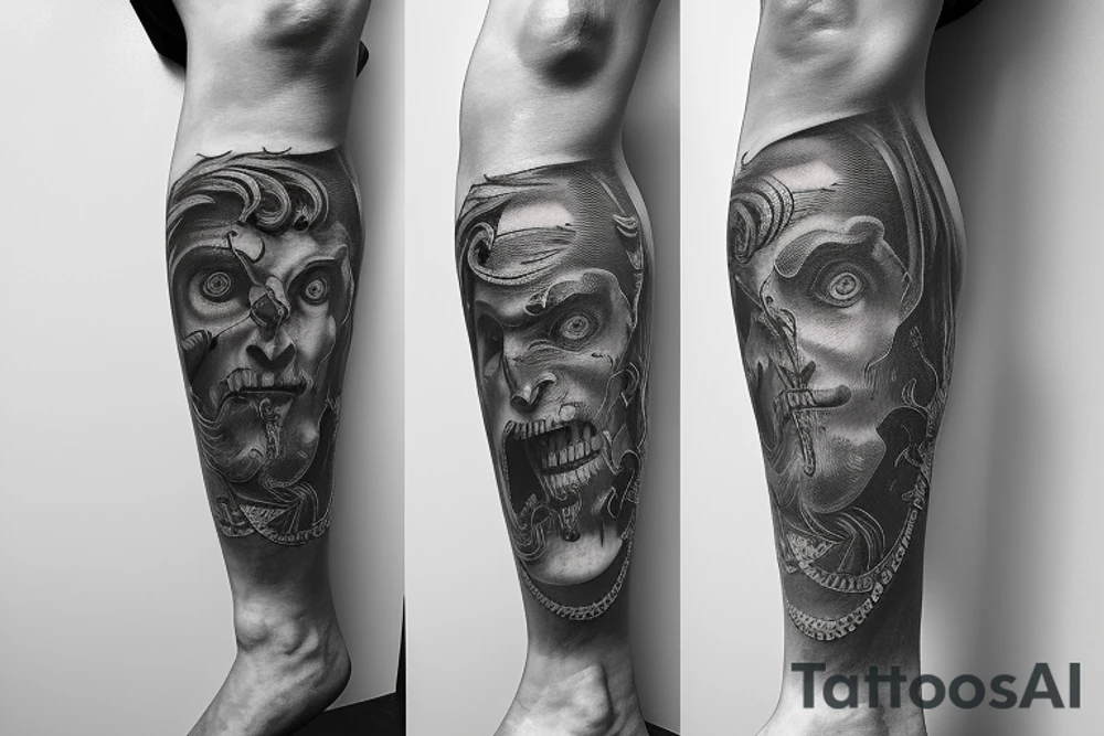 Entire leg sleeve of the 7 layers of Dantes inferno tattoo idea