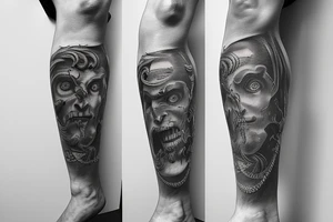 Entire leg sleeve of the 7 layers of Dantes inferno tattoo idea