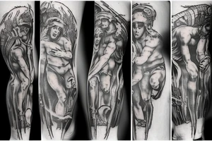 Entire leg sleeve of Dantes inferno tattoo idea
