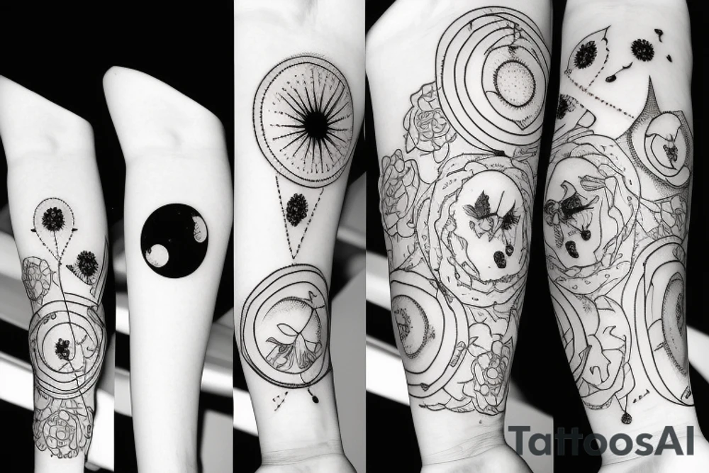Moon, flowers, eclipse, witch tattoo idea