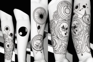 Moon, flowers, eclipse, witch tattoo idea