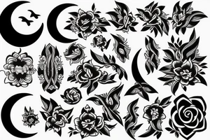 Moon around flower, eclipse, witch tattoo idea
