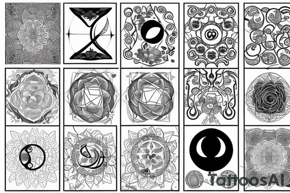 Cancer zodiac with moon and flowers tattoo idea