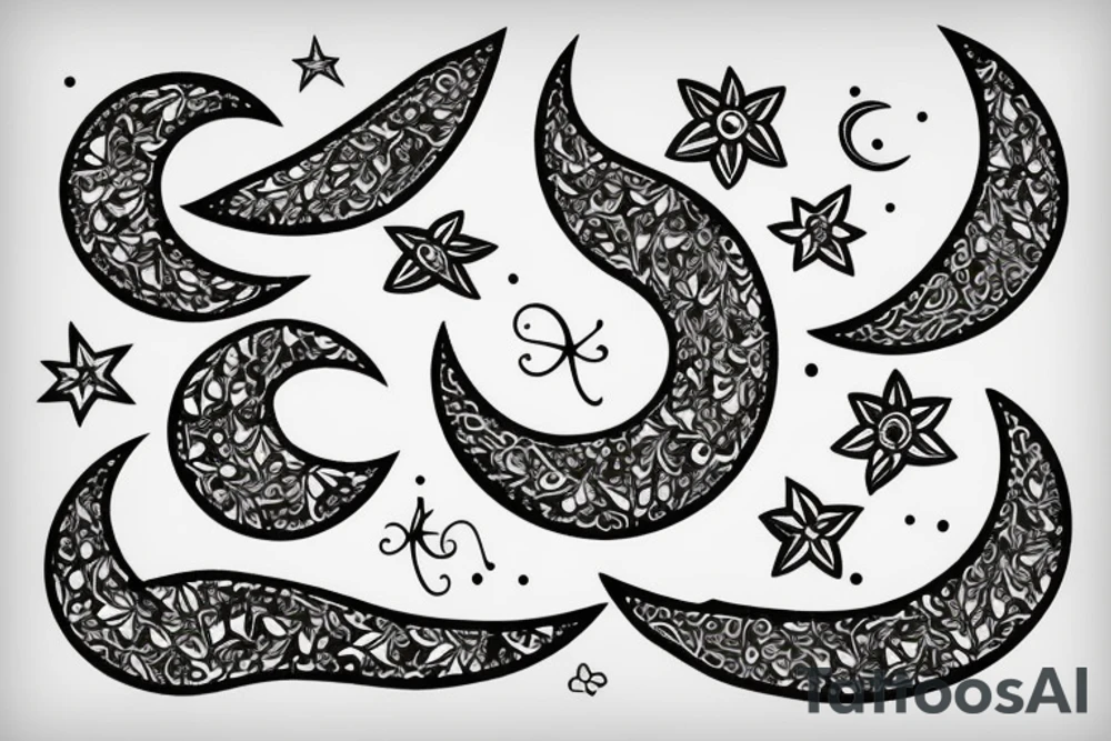 Crescent moon with flowers tattoo idea