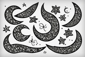 Crescent moon with flowers tattoo idea