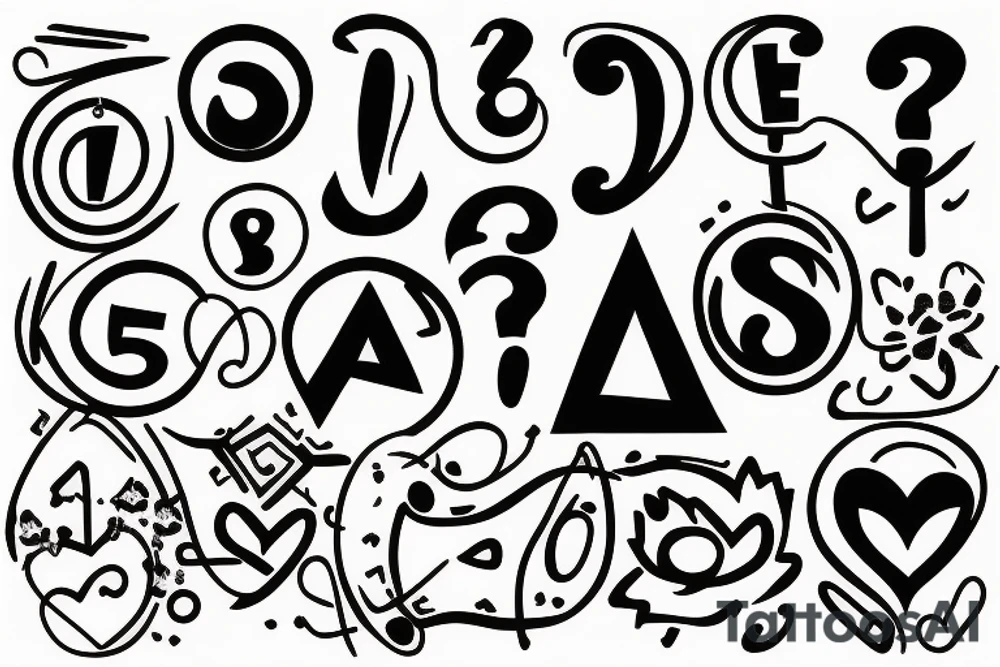 2 Questions marks symmetrically disposed form a hearth tattoo idea