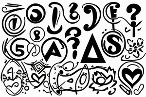 2 Questions marks symmetrically disposed form a hearth tattoo idea